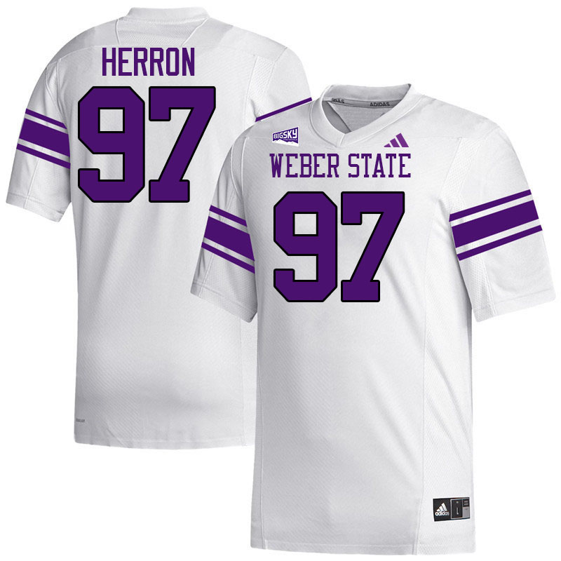 Weber State Wildcats #97 Matt Herron College Football Jerseys,Uniforms Stitched-White